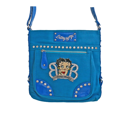 Blue Betty Boop Rhinestone Accents Crossbody Bag